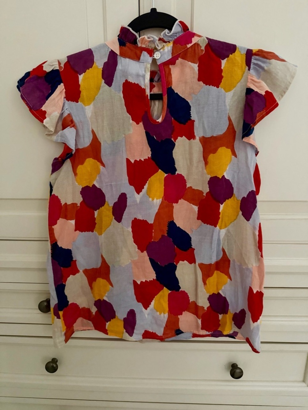THML Multicolor Ruffle Sleeve Top - Bright Abstract Print - Picture 3 of 6
